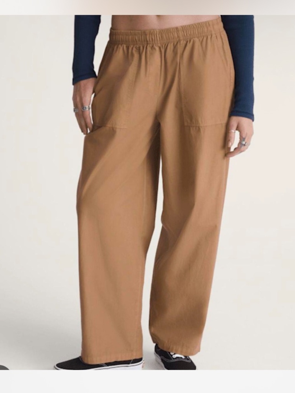 Vans Wide Leg Elastic Waist Pants — Brown
